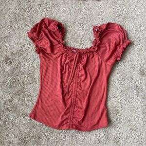 Women's Salmon Pink Ruched Drawstring Convertible Full Length to Crop Top